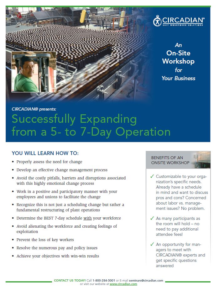 CIRCADIAN 5 7 day Expansion On site Seminar Brochure
